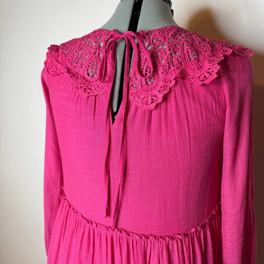 Pink Tiered Sundress with Bishop Sleeves